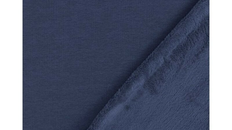 Donker jeans blauwe uni alpen fleece kopen bij Stoffenwinkel Online