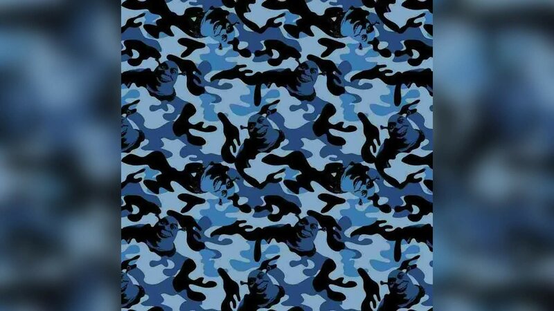 Blauwe katoenen stof met camouflageprint kopen bij Stoffenwinkel Online