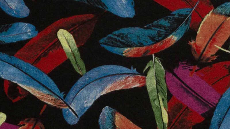 Polyester Viscose Jersey met kleurrijke bladeren kopen bij Stoffenwinkel Online